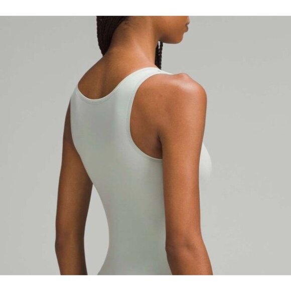 NWT Lululemon Wundermost Bodysuit XS 4 Nulu Square-Neck Sleeveless Jade Grey NEW - Picture 2 of 8